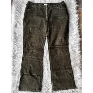 St Johns Bay Pants Sz 14 Corduroy Classic Fit Straight Leg Womens Green Casual
